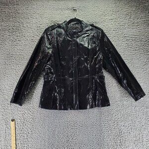 Pamela McCoy Jacket Womens Large Black Genuine Leather Lizard Embossed